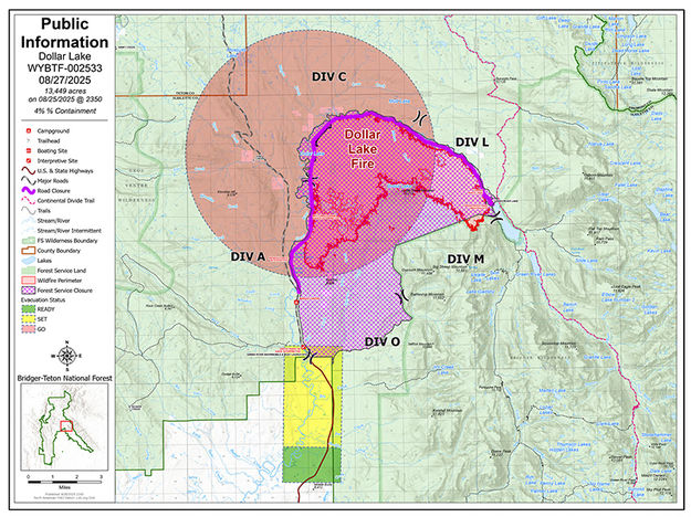 Dollar Lake Fire Map Aug 27, 2025. Photo by .