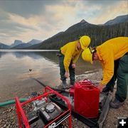 Getting water from Green River Lakes. Photo by Jackson Hole Fire/EMS.