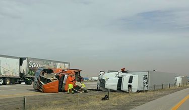 High winds. Photo courtesy Wyoming Highway Patrol.