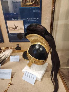 New helmet on display. Museum of the Mountain Man.