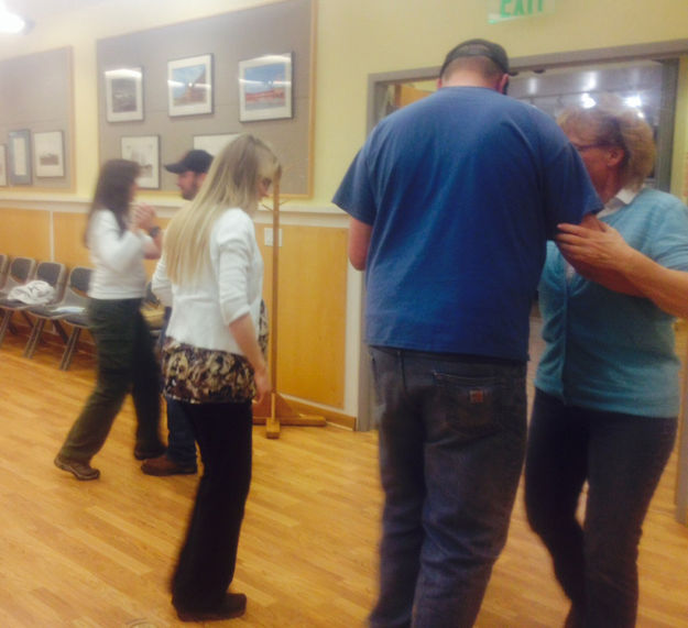 Learning to dance. Photo by Tawnya Miller, Big Piney Branch – Sublette County Library.
