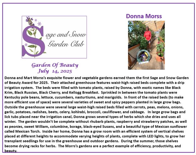 Garden of Beauty  July 14, 2025. Photo by Sage & Snow Garden Club.