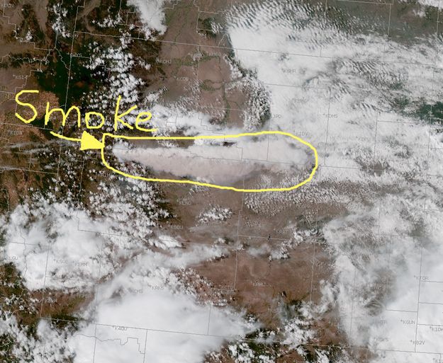 Smoke from Dollar Lake Fire. Photo by National Weather Service.